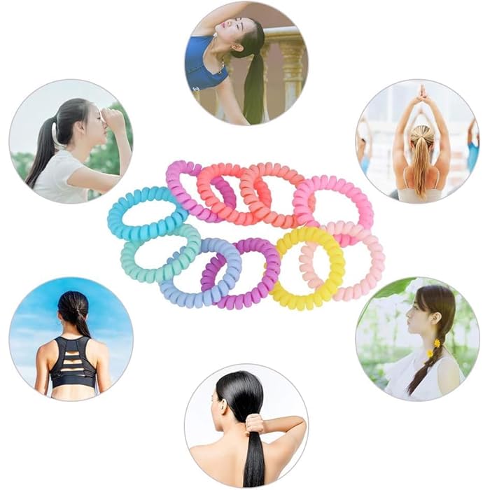ربطات شعر لولبية من UPSCOOL (20 قطعة)، ألوان متنوعة، بدون تجاعيد، تشبه حبل الهاتف، مناسبة لجميع أنواع الشعر. - Image 3